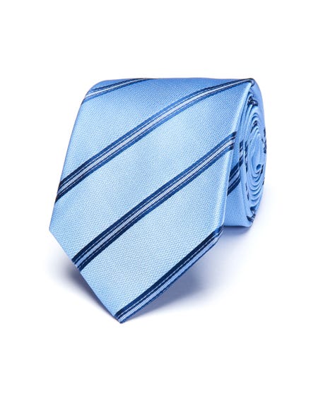 Regimental 100% silk tie light blue_0