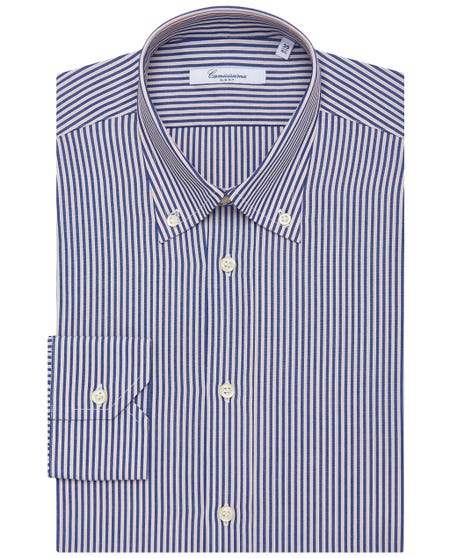 Blue and white striped fancy poplin shirt button_down_0