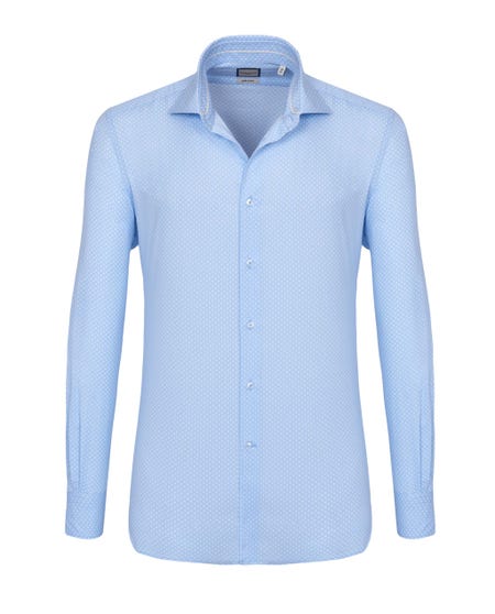 Trendy light blue shirt with white micro-pattern francese_0
