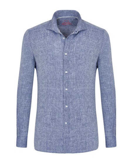 Trendy blue linen shirt francese_0