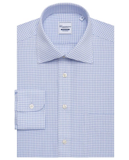 Checkered twill non iron shirt francese