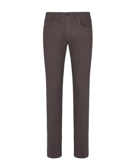Cotton twill 5 pockets trousers brown