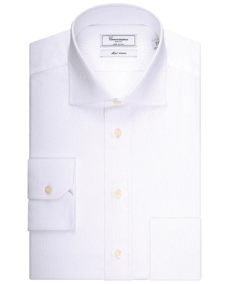 Camicia permanent bianca, con taschino, slim monza francese_0